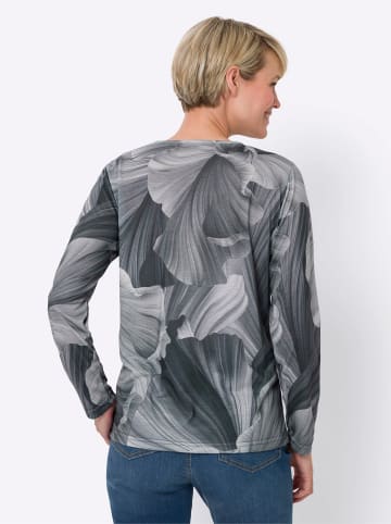 Sieh an! Langarmshirt in hellgrau-graphit-bedruckt