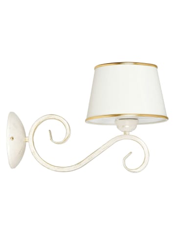 Licht-Erlebnisse Wandlampe (B)20 x (H)28 cm in Shabby Weiß Weiß Gold