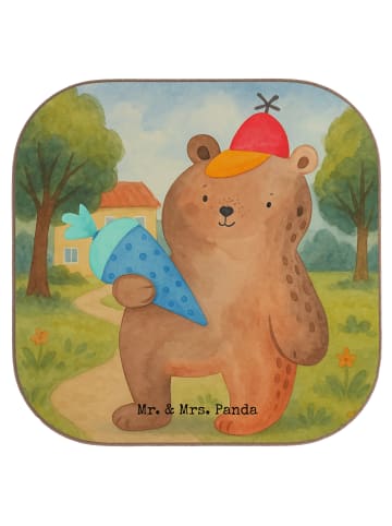 Mr. & Mrs. Panda Glas-Untersetzer Bär Schultüte Design ohne Spruch in Weiß
