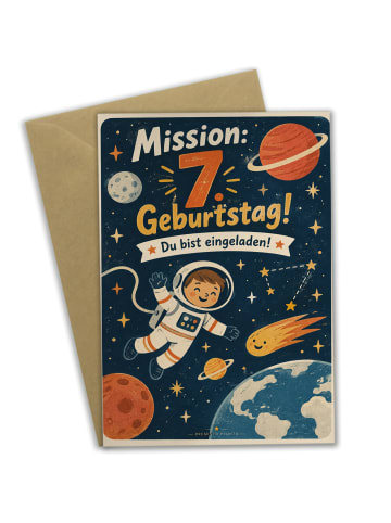 Mr. & Mrs. Panda Geburtstagskarte Astronaut retro-modern Design ... in Weiß