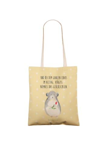 Mr. & Mrs. Panda shopping bag Chinchilla Blume mit Spruch in Gelb Pastell