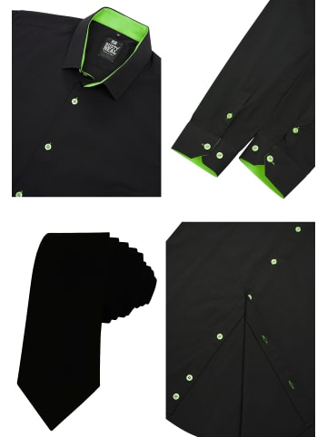 Rusty Neal Hemd mit Krawatte in Schwarz / Grün