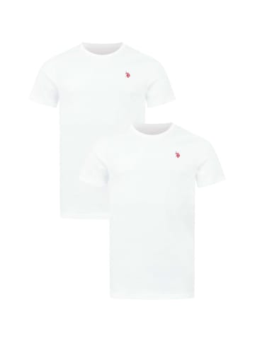 U.S. Polo Assn. U.S. POLO ASSN. Herren T-Shirt Crewneck rundhals 2er Pack P-056 in Weiss