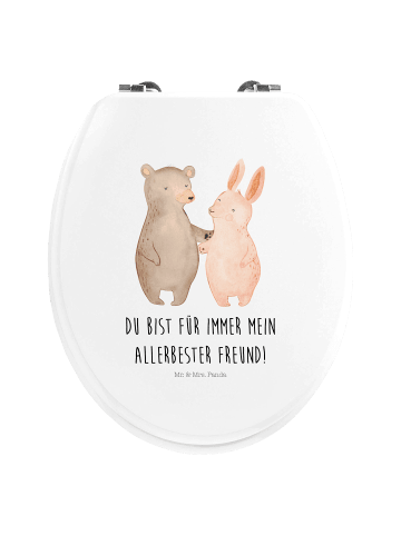 Mr. & Mrs. Panda Motiv WC Sitz Bär und Hase Umarmen mit Spruch in Weiß