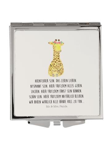 Mr. & Mrs. Panda Handtaschenspiegel quadratisch Giraffe Blumenkr... in Weiß
