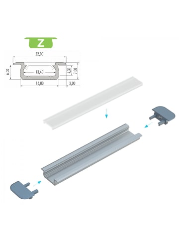 LED Line LED Aluminium Eckprofil PD-C 1 Meter Aluprofil Leiste Silber in Silber