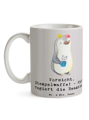 Mr. & Mrs. Panda haferl Beamtin Stempelwaffe mit Spruch in Grau Pastell
