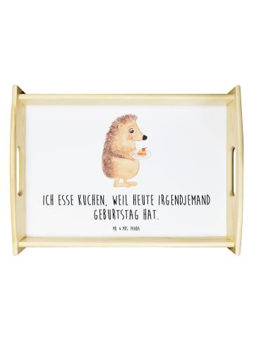 Mr. & Mrs. Panda Holz Serviertablett Igel Kuchenstück mit Spruch in Weiß