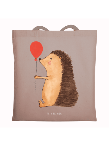Mr. & Mrs. Panda Jutebeutel Igel Luftballon ohne Spruch in Braun Pastell