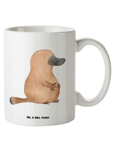 Mr. & Mrs. Panda Henkeltasse Schnabeltier Mut ohne Spruch in Weiß