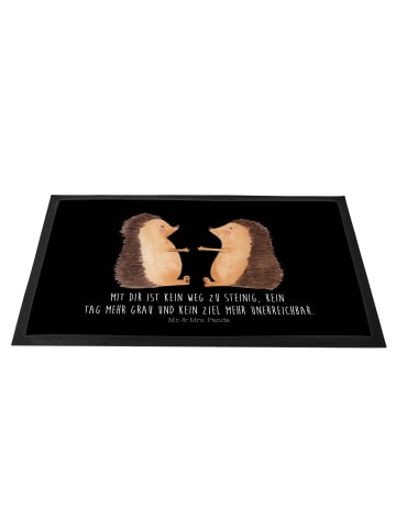 Mr. & Mrs. Panda Teppichmatte Igel Liebe mit Spruch in Schwarz