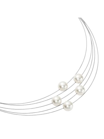 Steel_Art Edelstahlkette mit Perlen Florere goldfarben in silberfarben poliert