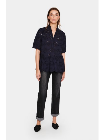 SAINT TROPEZ Kurzarm-Bluse GeleksaSZ Gerade Passform in Night Sky