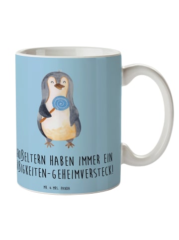 Mr. & Mrs. Panda Frühstücksbecher Großeltern Süßigkeiten mit Spruch in Blau Pastell