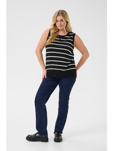 KAFFE curve Strickpullover KClizzy in Black/Chalk Stripe