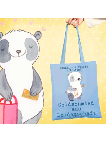 Mr. & Mrs. Panda Tragetasche Goldschmied Leidenschaft mit Spruch in Sky Blue