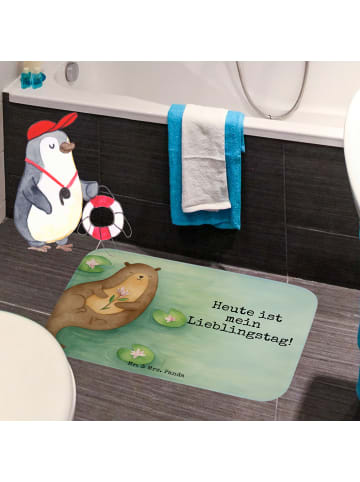 Mr. & Mrs. Panda Badteppich Otter Seerose Design mit Spruch in Weiß