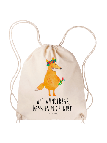 Mr. & Mrs. Panda rucksack beutel Fuchs Blumen mit Spruch in Creme