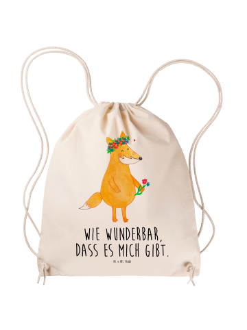 Mr. & Mrs. Panda Sportbeutel Fuchs Blumen mit Spruch in Creme