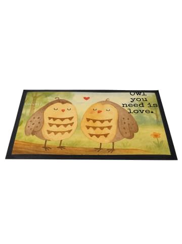 Mr. & Mrs. Panda Schmutzfangmatte Eulen Liebe Design mit Spruch in Weiß