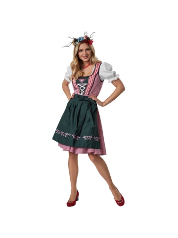 tectake Frauenkostüm Mini-Dirndl Berchtesgaden Modell 1 in rot/weiß