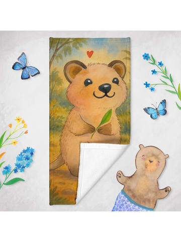 Mr. & Mrs. Panda Badehandtuch Quokka Happy Design ohne Spruch in Gelb Pastell