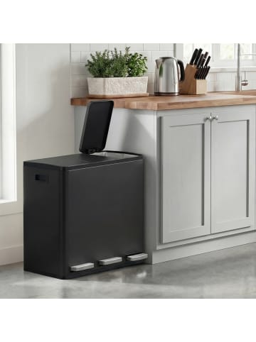 SONGMICS Abfalleimer Pary in Schwarz - (B)35.3 x (H)54 x (T)62 cm - 54 L
