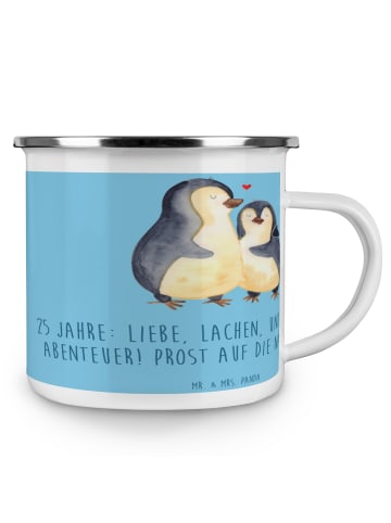 Mr. & Mrs. Panda Emaille Tasse 25. Hochzeitstag Silberne Hochzei... in Sky Blue