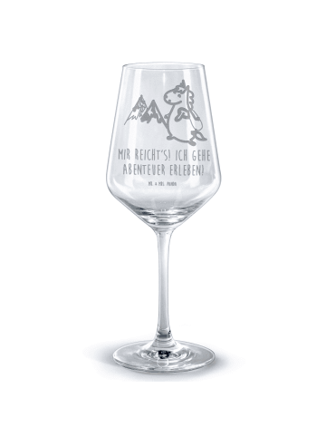 Mr. & Mrs. Panda Weinglas Einhorn Bergsteiger mit Spruch in Transparent