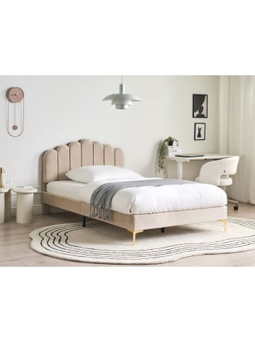 Beliani 2-tlg Doppelbett SAUVIAN in Beige/Gold