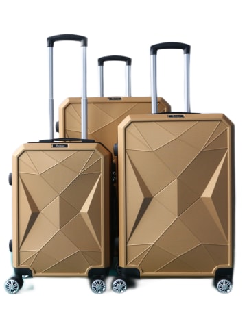 Cheffinger Reisekoffer ABS-03 Koffer 3-teilig Hartschale Trolley Set in Gold