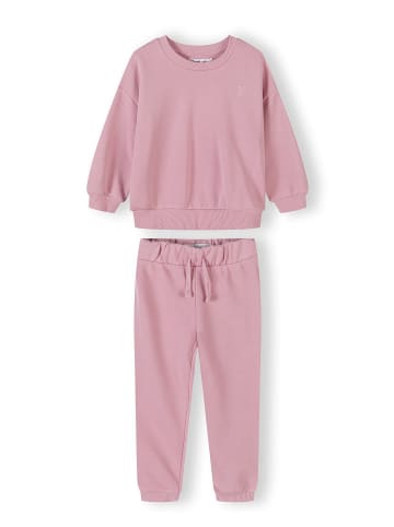Minoti 2-tlg Langarmshirt & Hose NOSFLEECE102 in pink