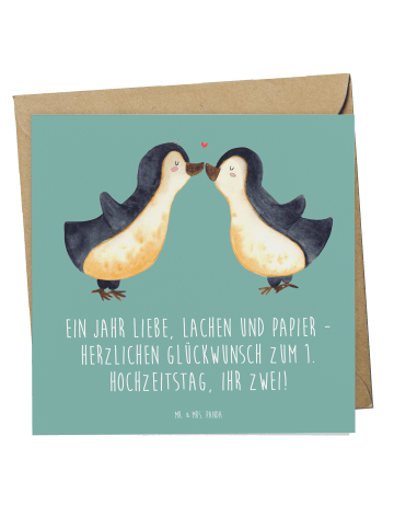 Mr. & Mrs. Panda Deluxe Karte 1. Hochzeitstag Papierhochzeit mit... in Meeresbrise