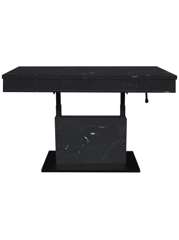 58 aufm Kessel COUCHTISCH Höhenverstellbar Else 1 110x59x60 Holz Keramikoptik Schwarz