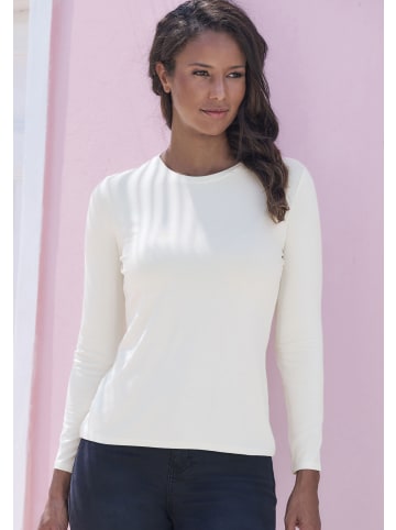 LASCANA Langarmshirt in creme, schwarz