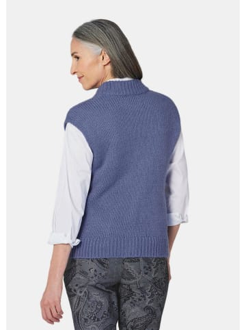 GOLDNER Stilvoller Strickpullunder, Stehkragen in schieferblau