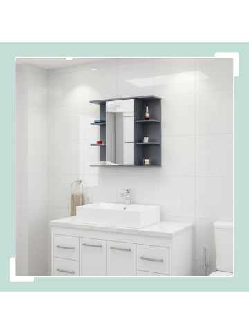 relaxdays Spiegelschrank in Blaugrau - (B)62 x (H)64 x (T)21 cm