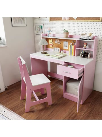 COSTWAY Kinderschreibtsich mit Stuhl in Rosa
