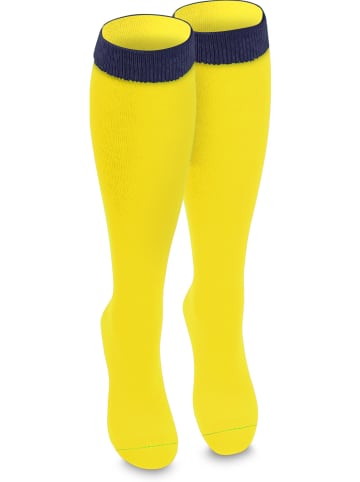 normani 3 Paar Kniestrümpfe mit farbig abgesetztem Bund Bi-Color in Gelb/Marine