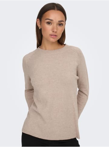 JACQUELINE de YONG Basic Strick Pullover Stretch Sweater mit Schlitzen JDYMARCO in Beige