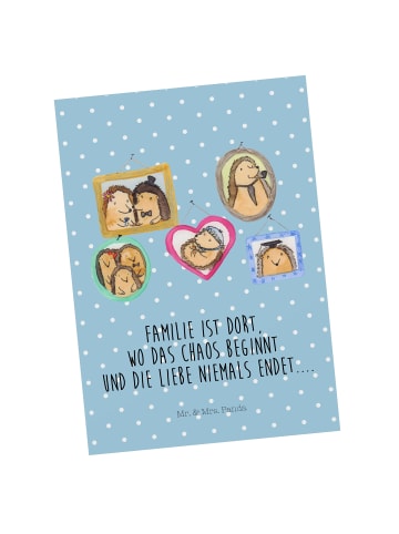 Mr. & Mrs. Panda Grußkarte Igel Familie mit Spruch in Blau Pastell