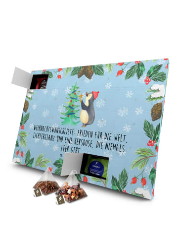 Mr. & Mrs. Panda Adventskalender Pinguin Weihnachtsbaum mit Spruch in Eisblau