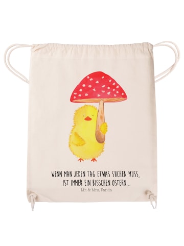 Mr. & Mrs. Panda Gym-Rucksack Küken Fliegenpilz mit Spruch in Creme
