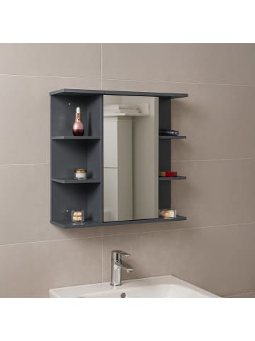 relaxdays Spiegelschrank in Blaugrau - (B)62 x (H)64 x (T)21 cm