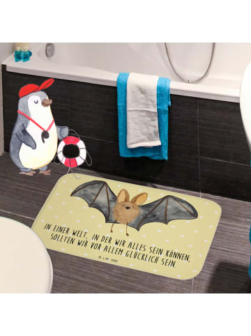 Mr. & Mrs. Panda Badematte Fledermaus Flügel mit Spruch in Gelb Pastell