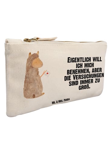 Mr. & Mrs. Panda Schminktasche Alpaka Fahne mit Spruch in Weiß