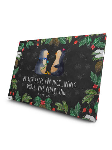 Mr. & Mrs. Panda Advents-Teekalender Pinguin Pärchen mit Spruch in Kreidetafel