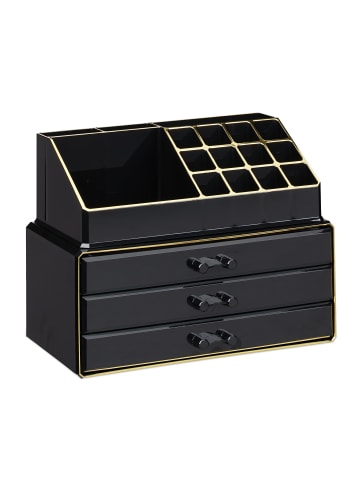 relaxdays Makeup Organizer in Schwarz Gold