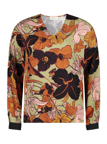 CARTOON Oversize-Bluse mit Rippbündchen in Brown/Green