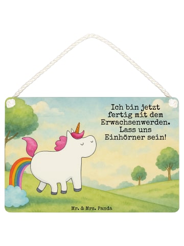 Mr. & Mrs. Panda Schild Einhorn Pupsen Design mit Spruch in Weiß
